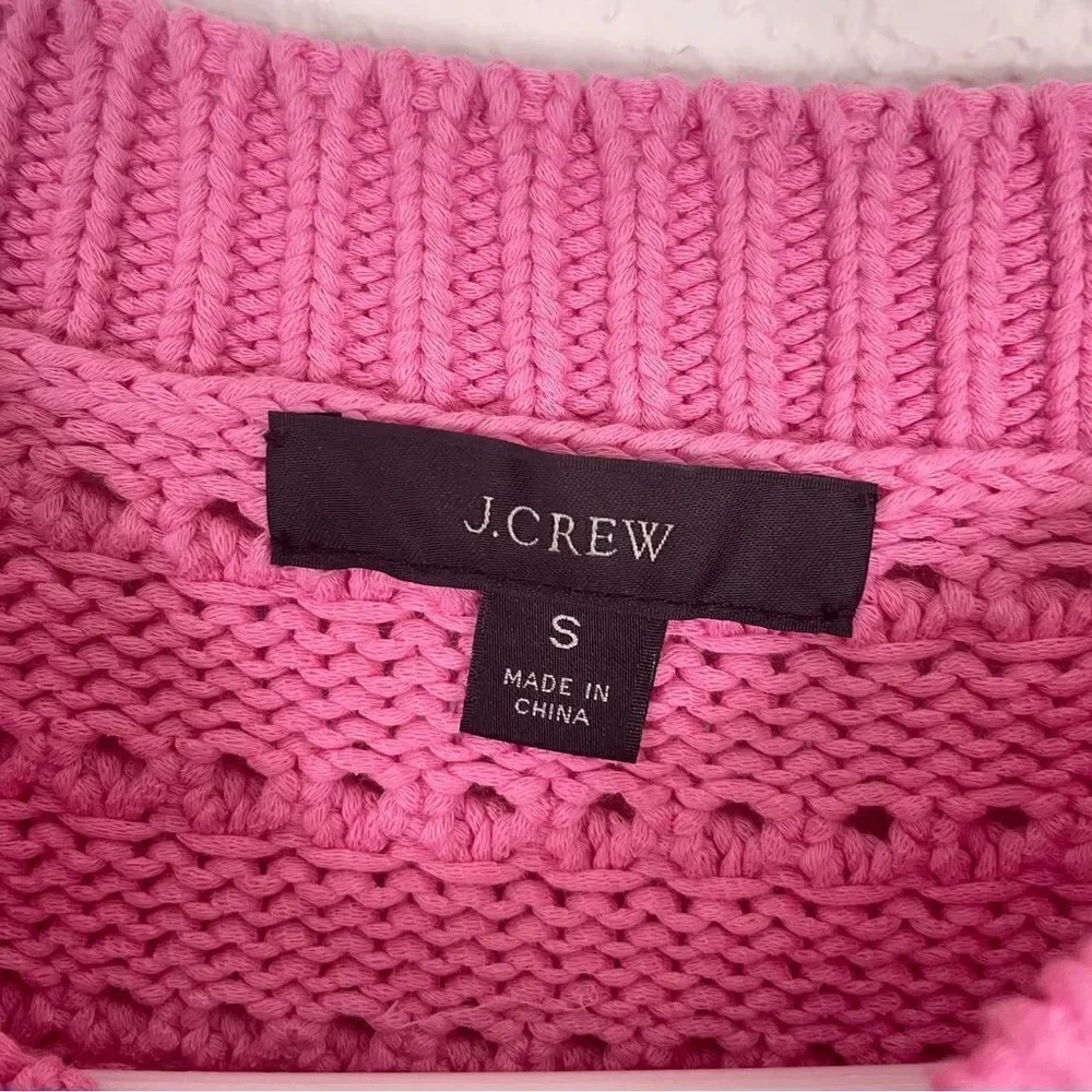 J. Crew Bubblegum Pink Cutout Hole Patterned‎ Pullover Sweater